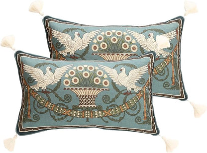 Green Throw Pillow Covers Set of 2, French Farmhouse by bilingaier