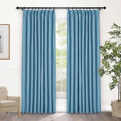 Macochico Pinch Pleated Blackout Curtains 102 Inches Long 100% Blackout Natural by Macochico