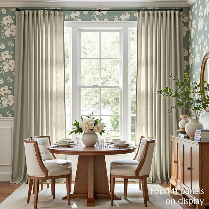jinchan Linen Blend Curtains 96 inch Length 2 Panels - Image 2