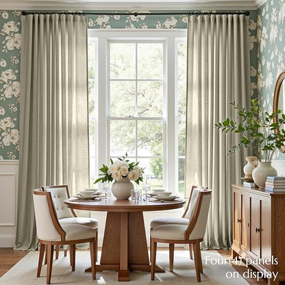 jinchan Linen Blend Curtains 96 inch Length 2 Panels - Image 2