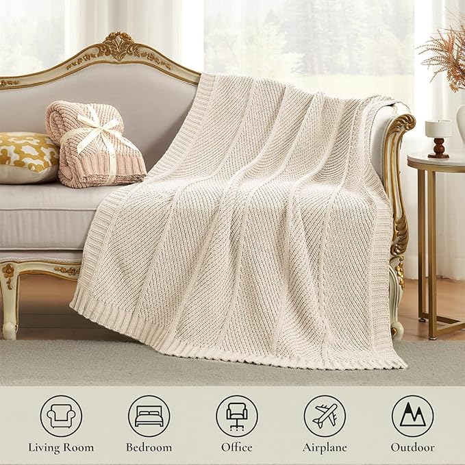 Amélie Home Chevron Chenille Knit Throw Blanket - Image 3