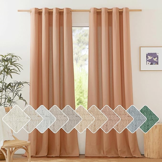 NICETOWN Flax Linen Curtains 108 inches Long by NICETOWN