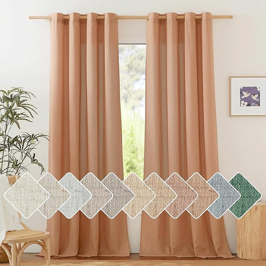 NICETOWN Flax Linen Curtains 108 inches Long by NICETOWN