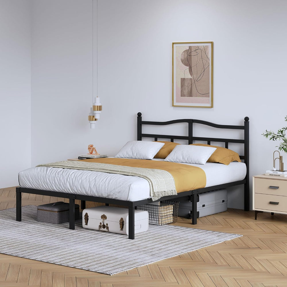 SHOANED 14 Inch Metal Bed Frame - Queen Size Heavy Duty Bedframe with Headboa...