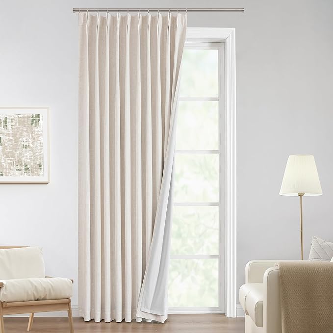 Vision Home Natural Pinch Pleated Full Blackout Curtains Linen Blended Room by VisionHome