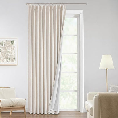 Vision Home Natural Pinch Pleated Full Blackout Curtains Linen Blended Room by VisionHome