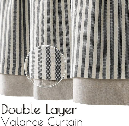 jinchan Linen Striped Valance for Windows 18 Inch Blackout Drapes for Small - Image 4