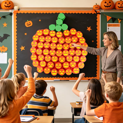 50 Pcs Halloween Pumpkin Punch Game Set, DIY Prizes Fall Party Supplies