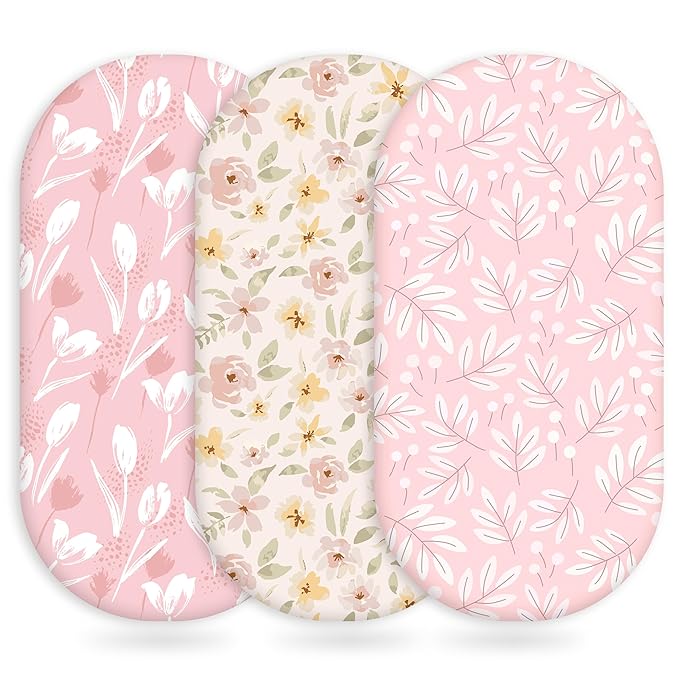 Baby Bassinet Sheets Girl Boy, Fitted Bassinet Sheet Set 3 Pack Bassinet by Unnivoll