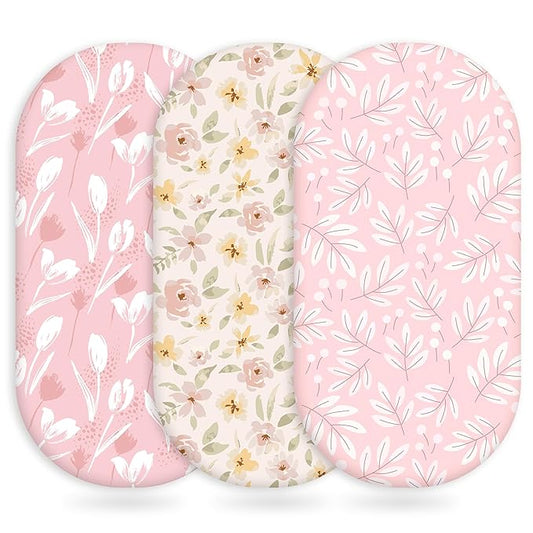 Baby Bassinet Sheets Girl Boy, Fitted Bassinet Sheet Set 3 Pack Bassinet by Unnivoll