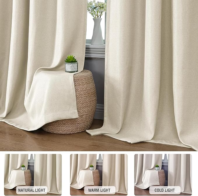 H.VERSAILTEX 90% Blackout Linen Curtains 84 Inches Long - Image 3