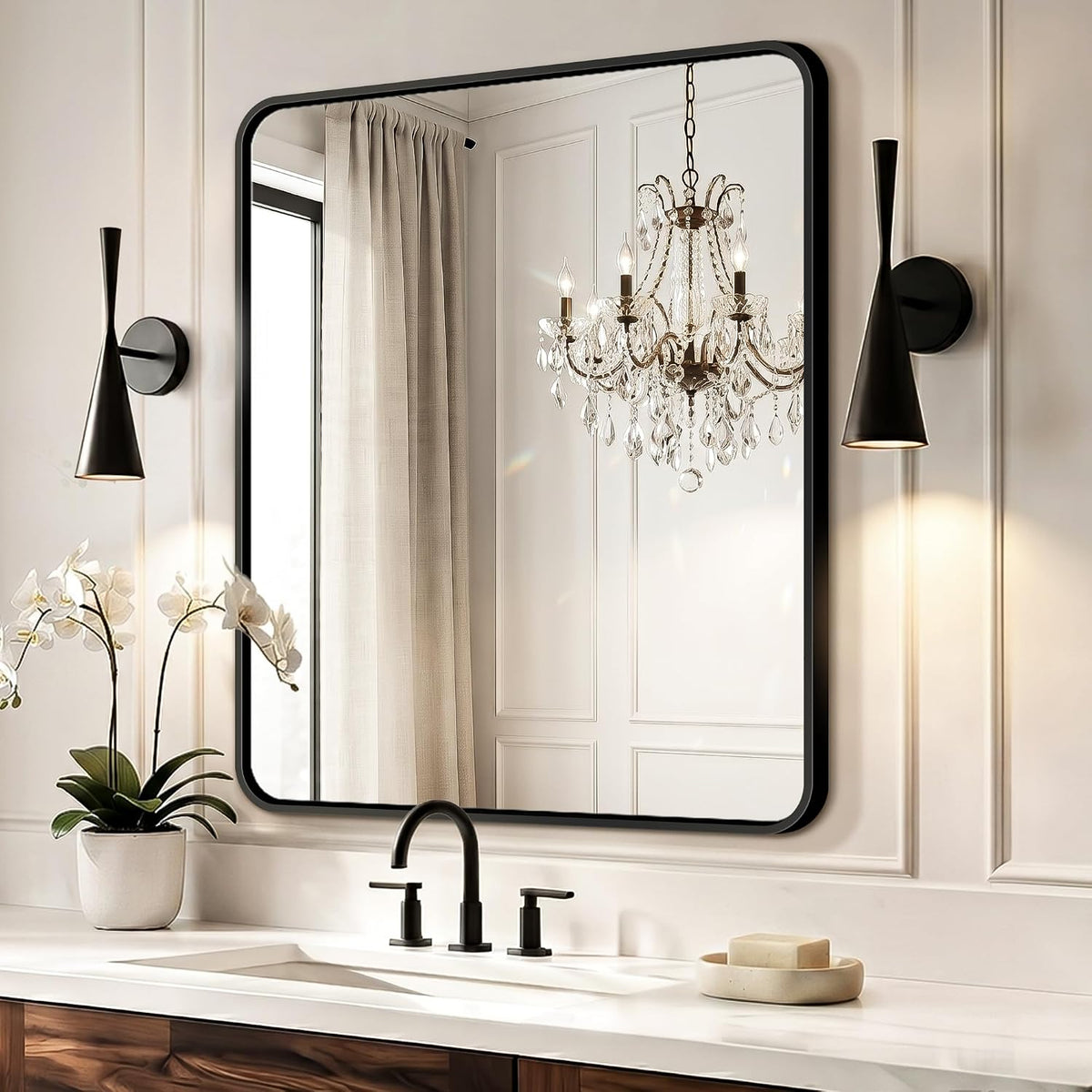 bathroom vanity black mirror for over sink, 36", main product view