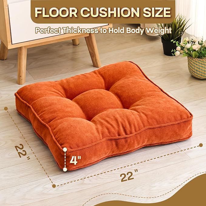 Floor Pillow Set of 2, Memory Foam Floor Cushions - Image 4