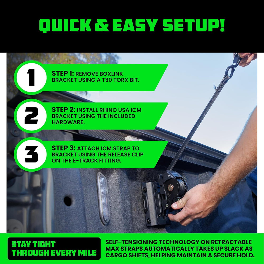 Rhino USA Bed-Mounted Retractable Ratchet Straps - for Ford F-150/F-250
