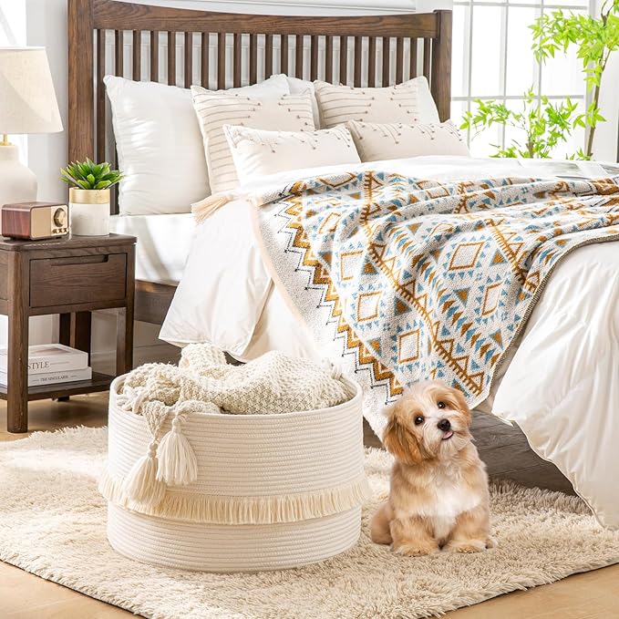 KAKAMAY Large Blanket Basket, Woven Baskets - Image 3