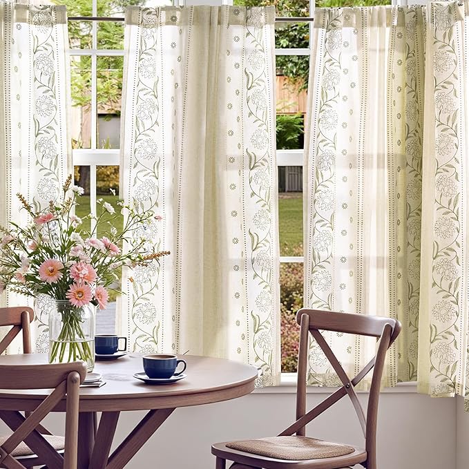 jinchan Winslow Linen Curtains 54 Inch Length Christmas Decorations Farmhouse - Image 3