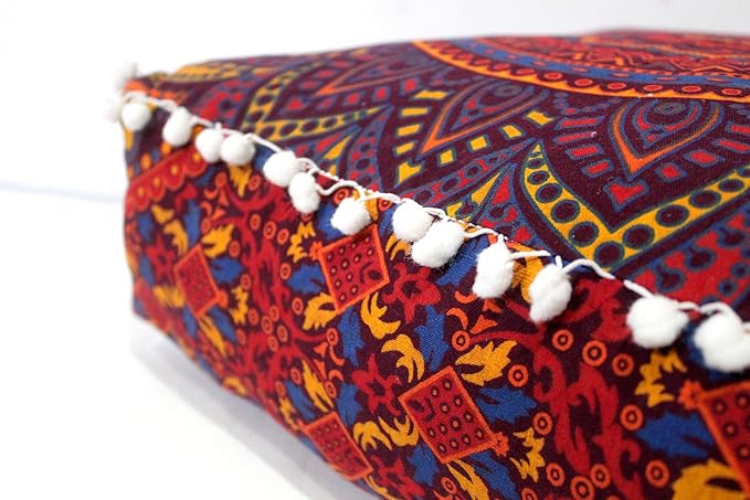 CRAFT KALA Large Hippie Mandala Meditation Floor Ottoman Pillow Cushion Pouf - Image 6