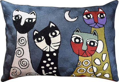Lumbar Picasso Cat Pillow Cover Dark Gray Kitty Pillowcase Cute Cats Abstract by Kashmir+Designs