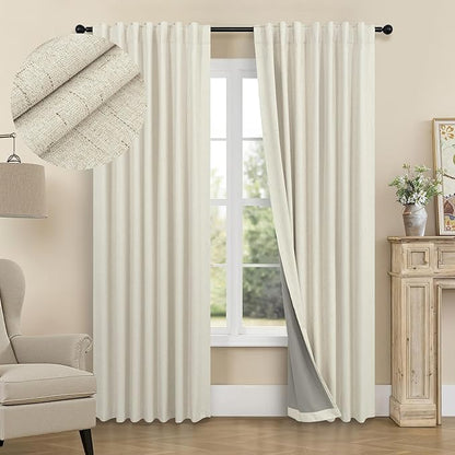 Darkening Curtains for Bedroom 72 Inch Length 2 Panels Coastal Linen Textured by Pitalk