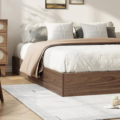 queen bed frame, wood platform bed with sturdy, package contents