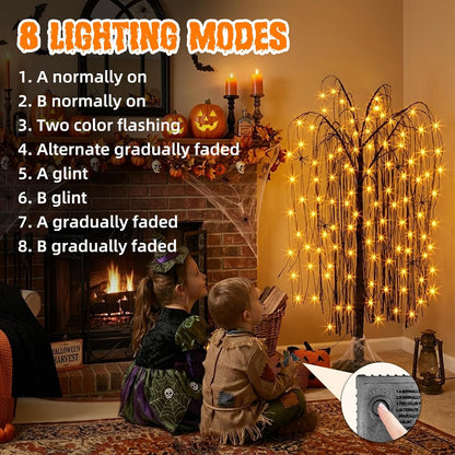 EAMBRITE Halloween Tree 4 FT Lighted Black Spooky Willow Tree Outdoor