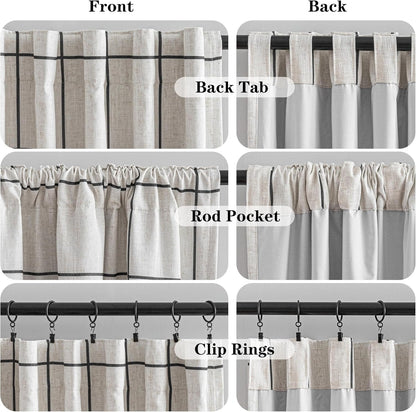 mysky home 100% blackout plaid linen curtains 63, package contents