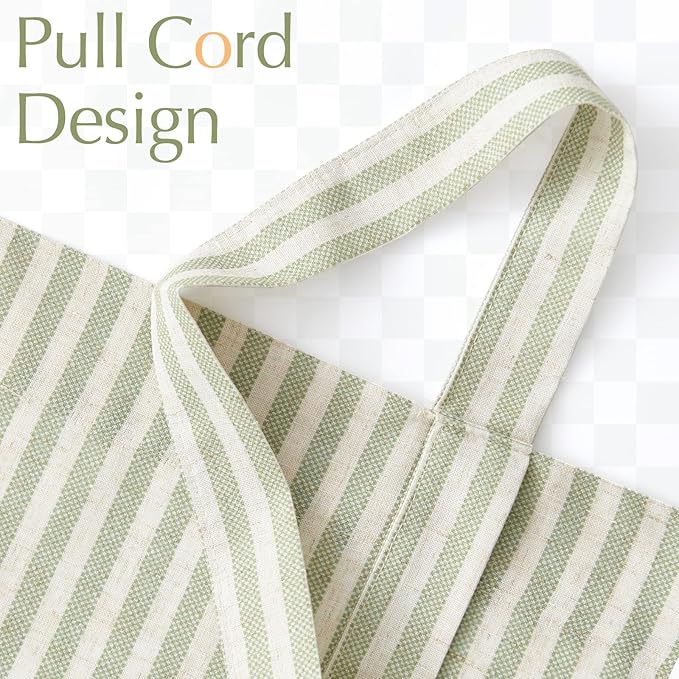 jinchan Tie Up Linen Textured Striped Bow Tie Curtain - Image 6