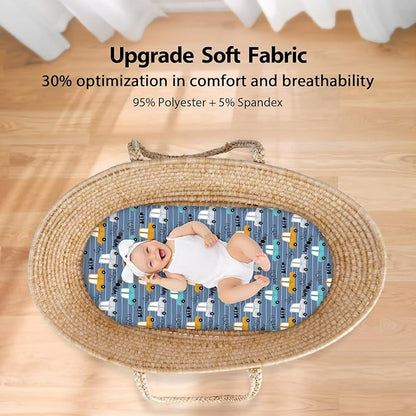 Baby Bassinet Sheets Girl Boy, Fitted Bassinet Sheet Set 3 Pack Bassinet - Image 3