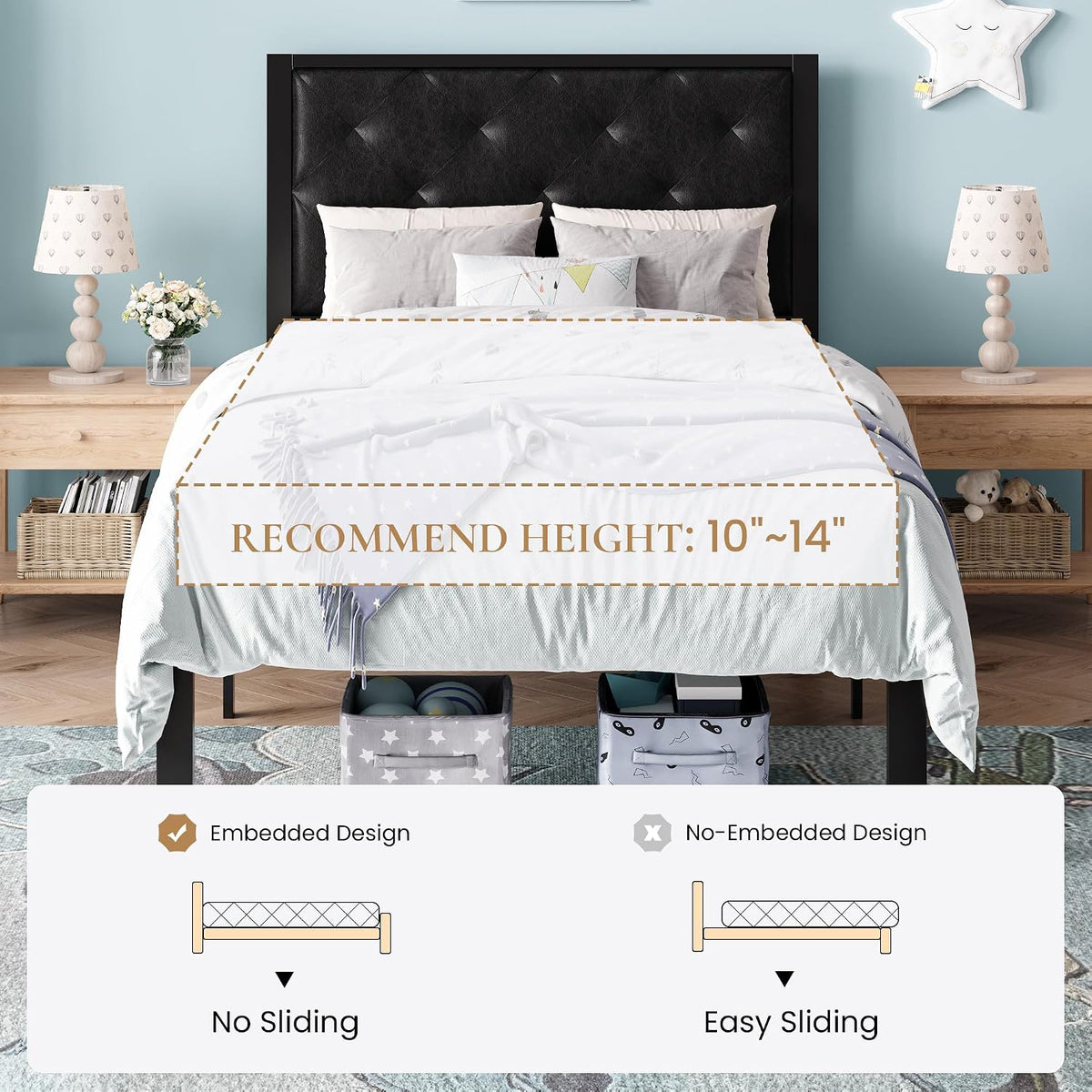 sha cerlin twin size metal bed frame with on a desk or shelf