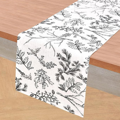 Solino Home 100% Pure Linen Christmas Table Runner 90 Inch Long - Image 2