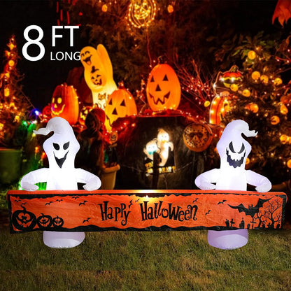 MUMTOP Halloween Outdoor Inflatable Ghost Yard Decor with Happy Halloween