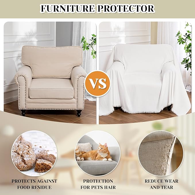 MEETSKY Oversized Chair Covers White Couch Cover Washable Armchair Slipcover - Image 4