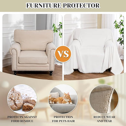 MEETSKY Oversized Chair Covers White Couch Cover Washable Armchair Slipcover - Image 4