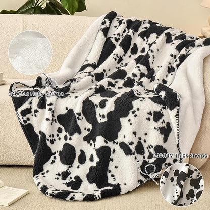 PHF Cute Cow Print Sherpa Throw Blanket - Image 6
