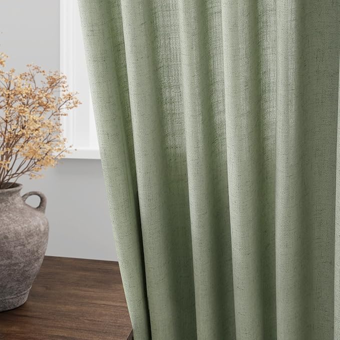 Sheer Light Sage Linen Curtains 72 Inch Length - Image 4
