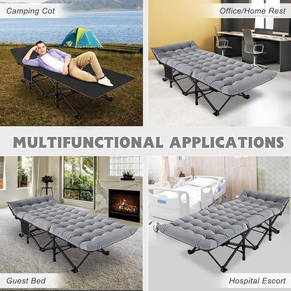 ABORON Camping Cot for Adult 28" Extra Wide, 2PK Heavy-Duty 1200D Oxford Cot - Image 5