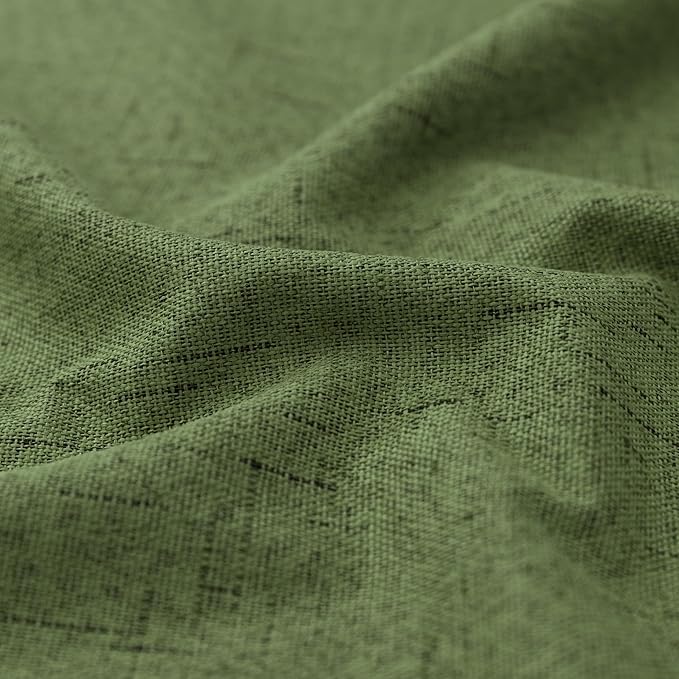KOUFALL Bathroom Window Curtain, Short Boho Rustic Linen Moss Olive Green - Image 7