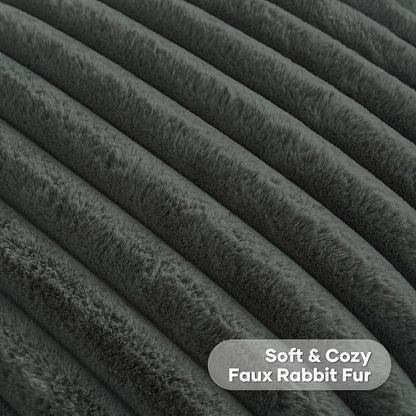 FUTEI Dark Grey Throw Pillow Covers Set of 2, 12x20 Inch Striped Texture Lumbar - Image 2