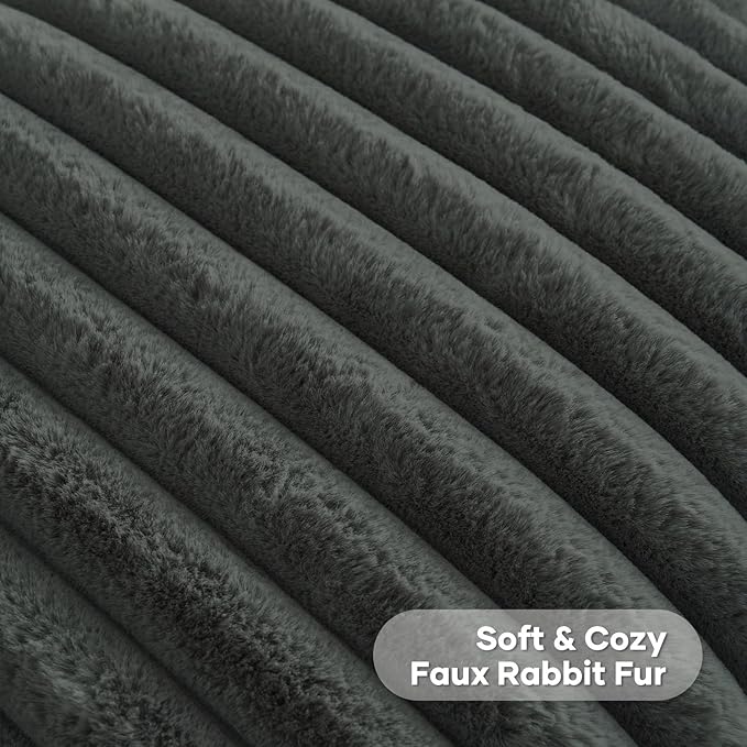 FUTEI Dark Grey Throw Pillow Covers Set of 2, 22x22 Inch Striped Texture - Image 2