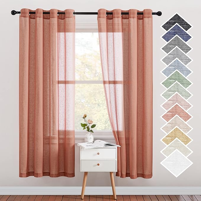NICETOWN Open Linen Weave Linen Burlap Window Curtains, 72 inches Medium Long by NICETOWN