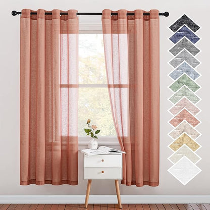NICETOWN Open Linen Weave Linen Burlap Window Curtains, 72 inches Medium Long by NICETOWN
