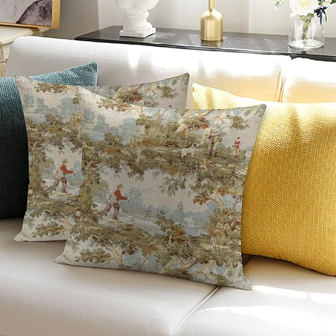 Farmhouse Rustic Vintage Throw Pillow Covers 18x18 Inch Set of 2 Country Home - Image 3
