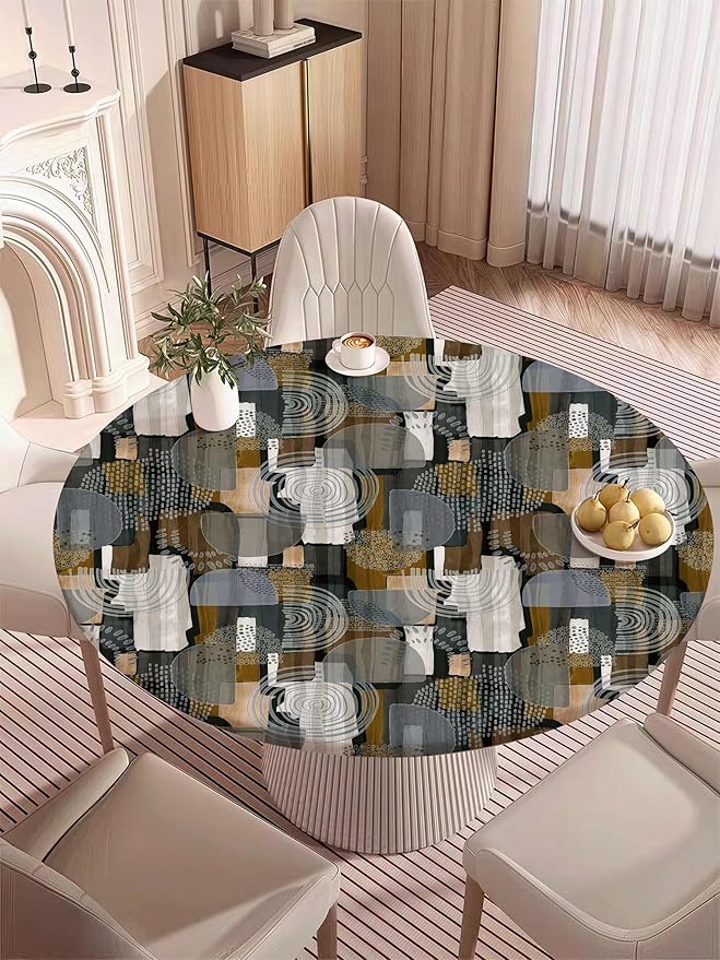 Fitted Round Tablecloth with Elastic Edge – Washable, Wrinkle-Free Table Cover - Image 7