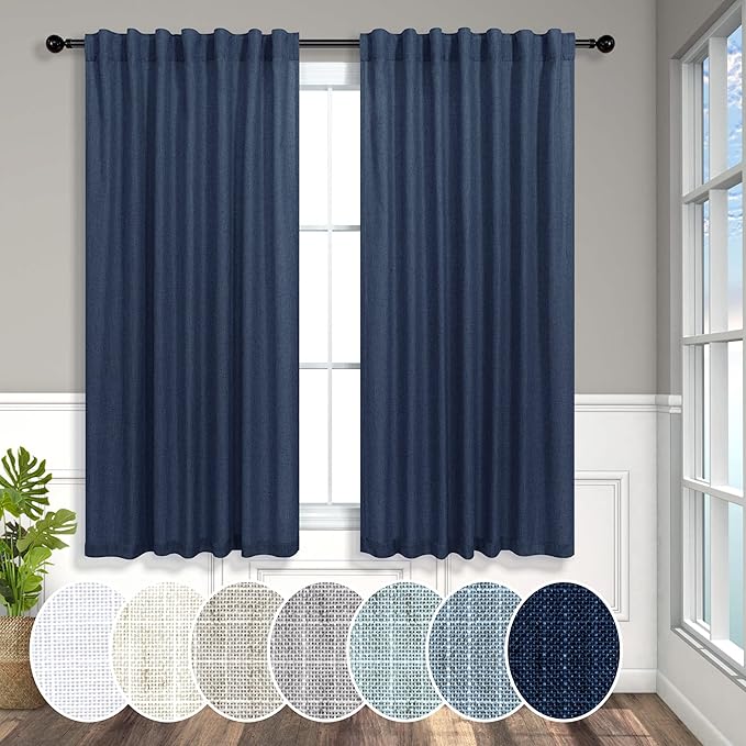 Pitalk Navy Curtains 54 Inch Length by Pitalk