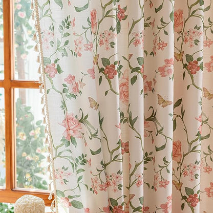 ENJOYBRIDAL Pink Floral 96 Inch Curtains - Image 7