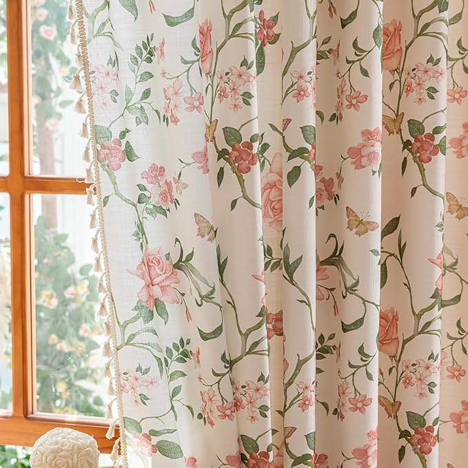 ENJOYBRIDAL Pink Floral 84 Inch Curtains - Image 7
