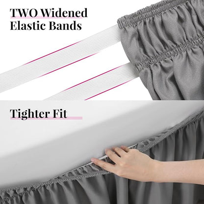 RIMELA Bed Skirt Full Size Silver Grey Bed Skirt 15 Inch Drop, Wrap Around - Image 3