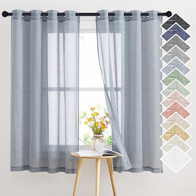 NICETOWN Semi Sheer Linen Blend Window Curtains, Grommet Solid Curtain Privacy by NICETOWN