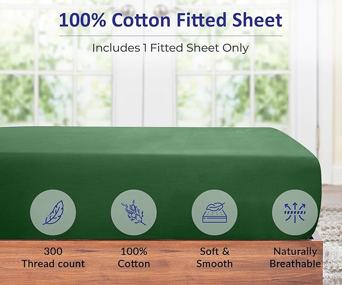 ROYALE LINENS 300 Thread Count 100% Long Staple Combed Cotton Fitted Sheet Queen - Image 4