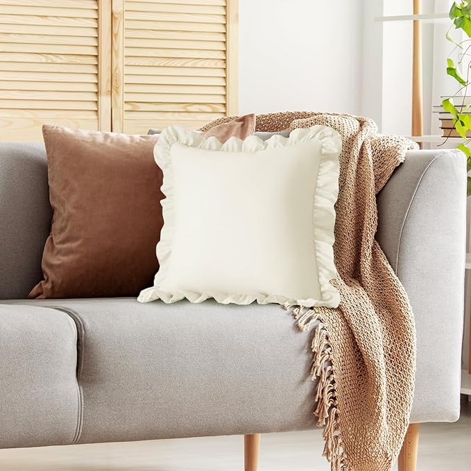KKJIAF Ruffle Pillow Cases 18x18 Inches, Microfiber Wrinkle Resistant Pillow - Image 5